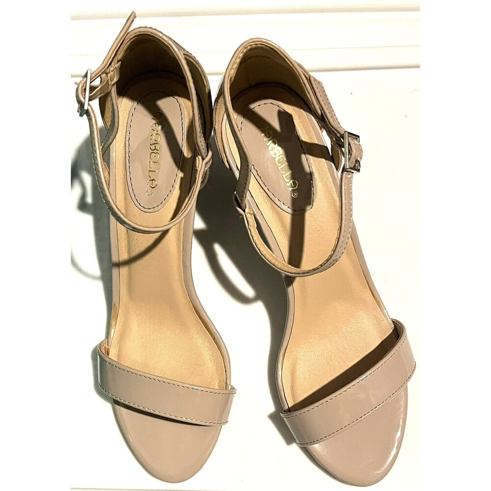 Marbella Beige Tan Open Toe Ankle Strap Women 3-Inch Heel Sandals Size 8.5